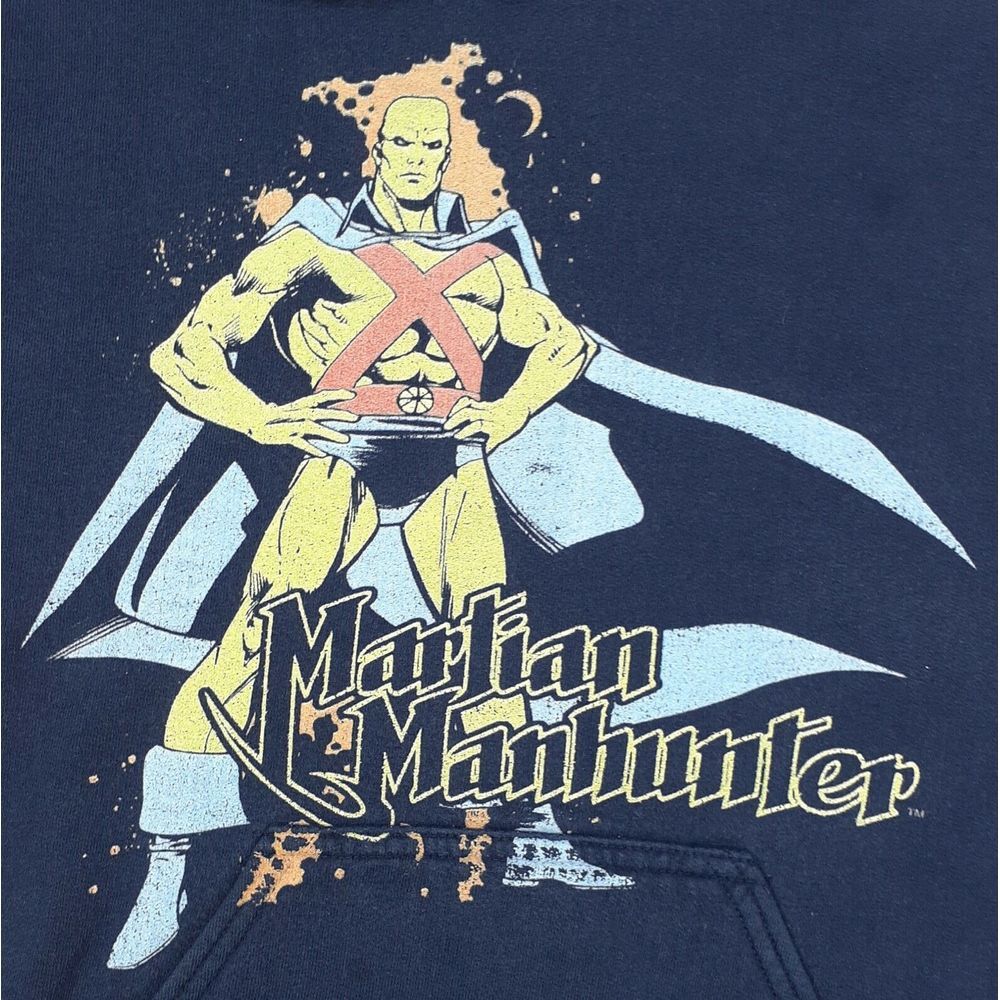 Vintage martian manhunter DC Comics Original hoodie adult S blue long sleeve men